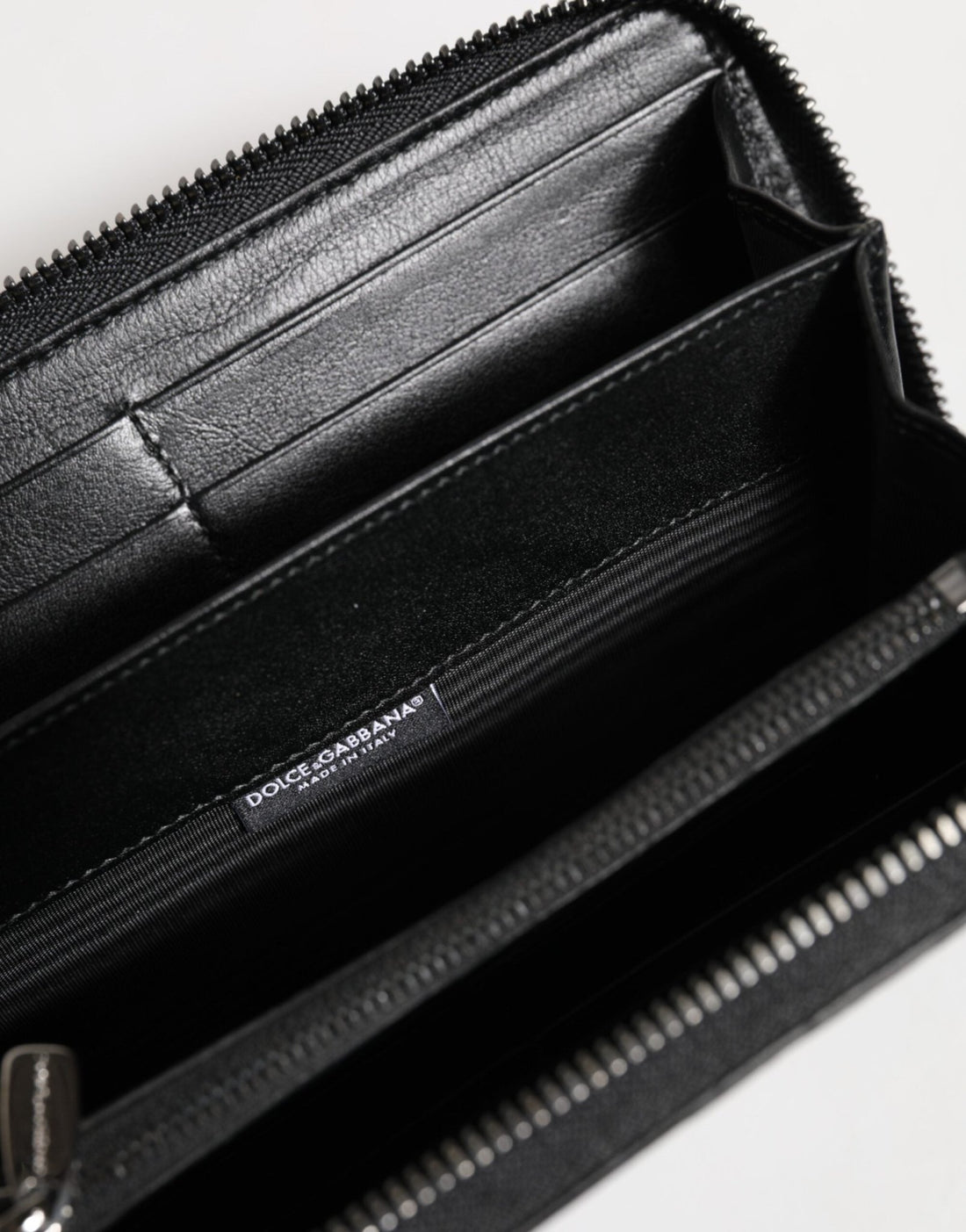 Dolce & Gabbana Black Leather DG Plaque Zip Around Continental Wallet - RIMODA