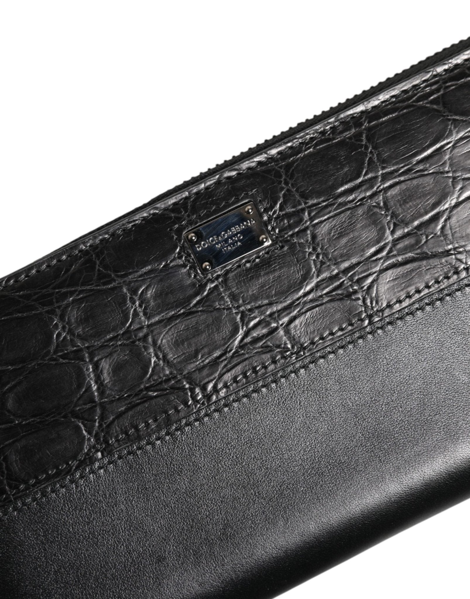 Dolce & Gabbana Black Leather DG Plaque Zip Around Continental Wallet - RIMODA