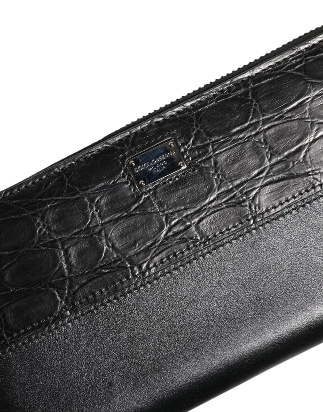 Dolce & Gabbana Black Leather DG Plaque Zip Around Continental Wallet - RIMODA
