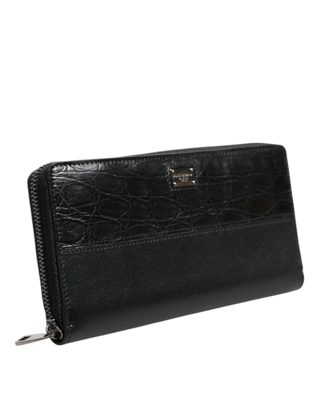 Dolce & Gabbana Black Leather DG Plaque Zip Around Continental Wallet - RIMODA