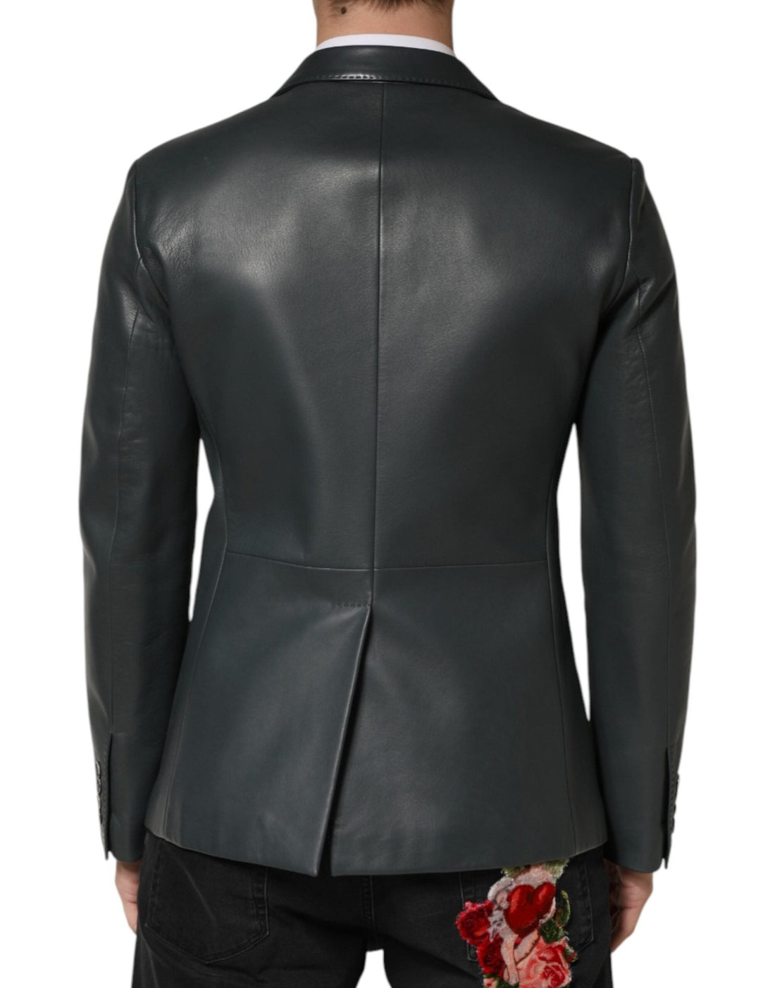 Dolce & Gabbana Black Leather Double Breasted 2Button Blazer - RIMODA