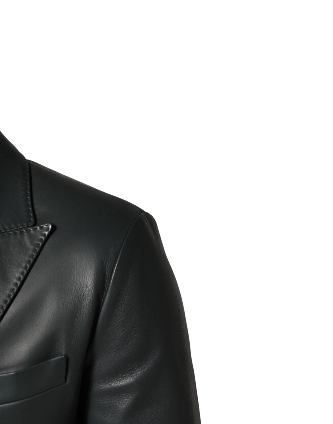Dolce & Gabbana Black Leather Double Breasted 2Button Blazer - RIMODA