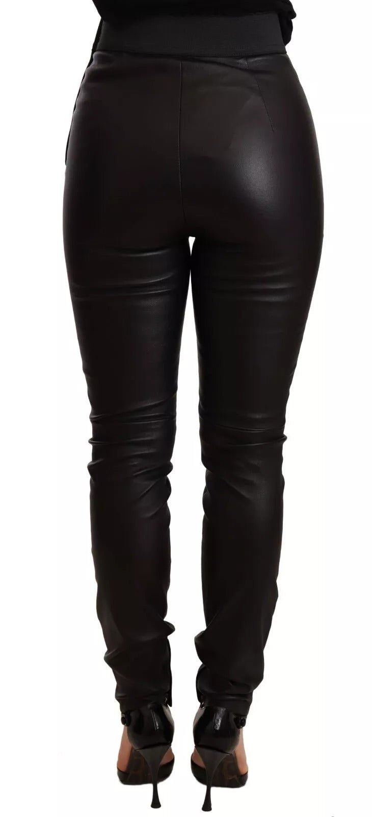 Dolce & Gabbana Black Leather Elastic Waist Trouser Pants - RIMODA