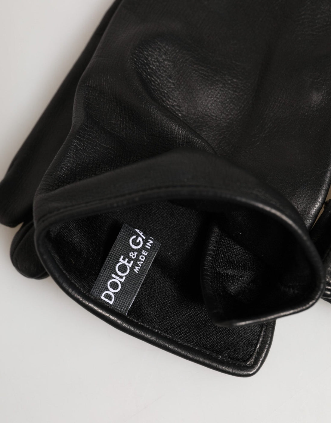 Dolce & Gabbana Black Leather Embellished Long Mitten Gloves - RIMODA