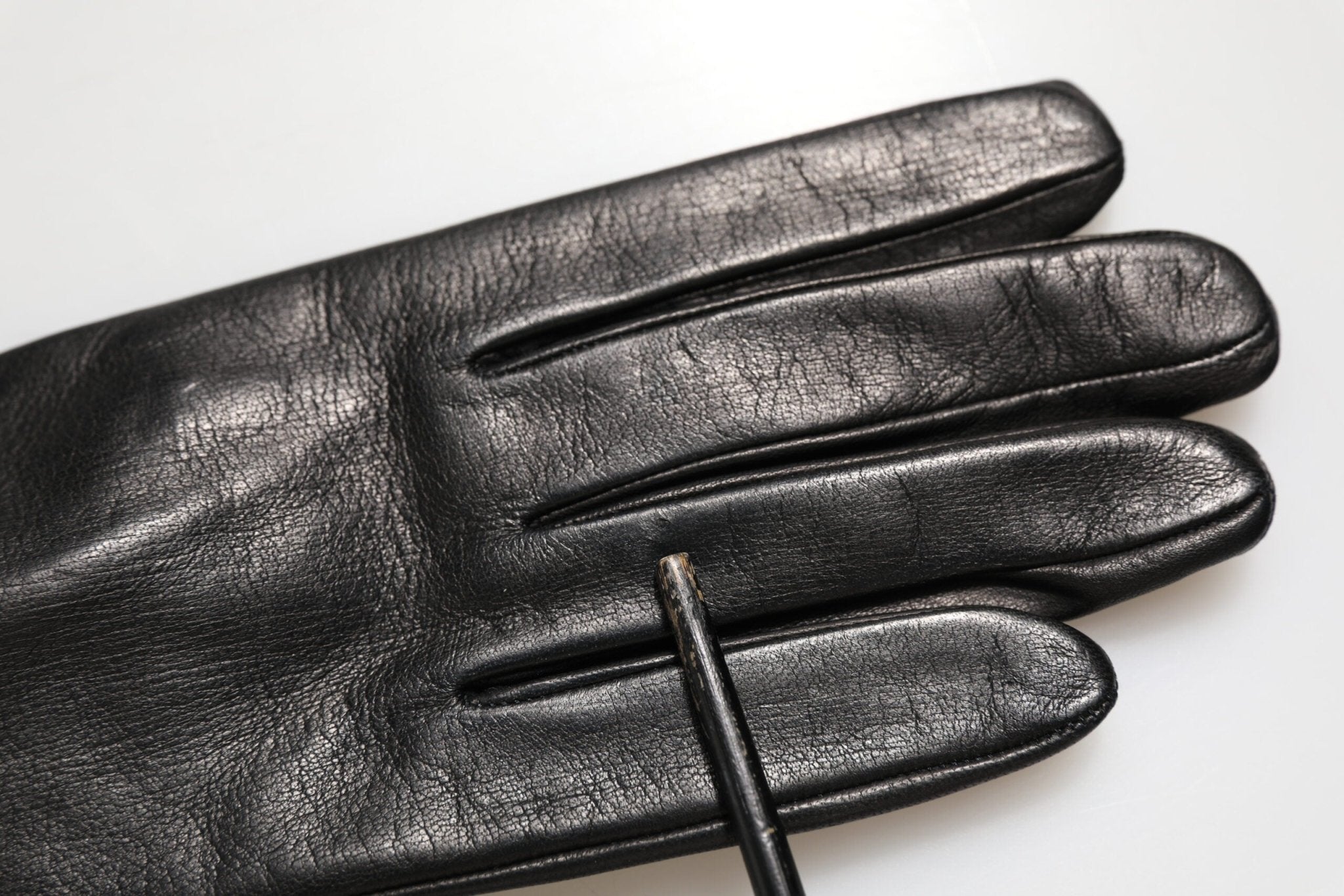 Dolce & Gabbana Black Leather Embellished Long Mitten Gloves - RIMODA