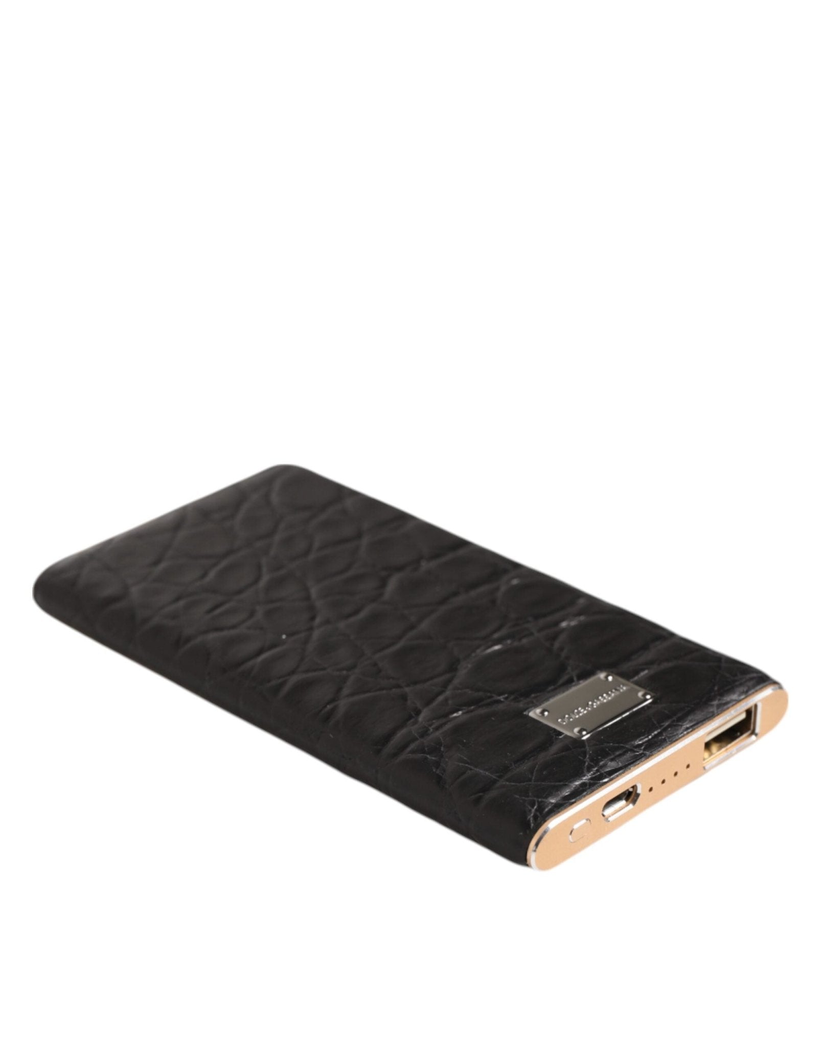 Dolce & Gabbana Black Leather Embossed Skin 3000mAh Power Bank Charger USB - RIMODA