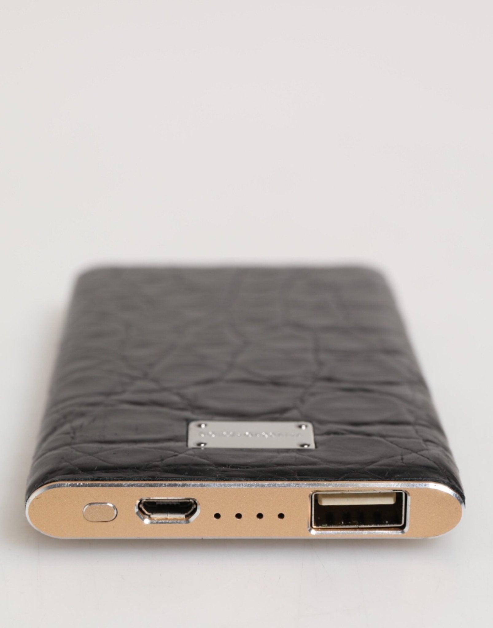 Dolce & Gabbana Black Leather Embossed Skin 3000mAh Power Bank Charger USB - RIMODA