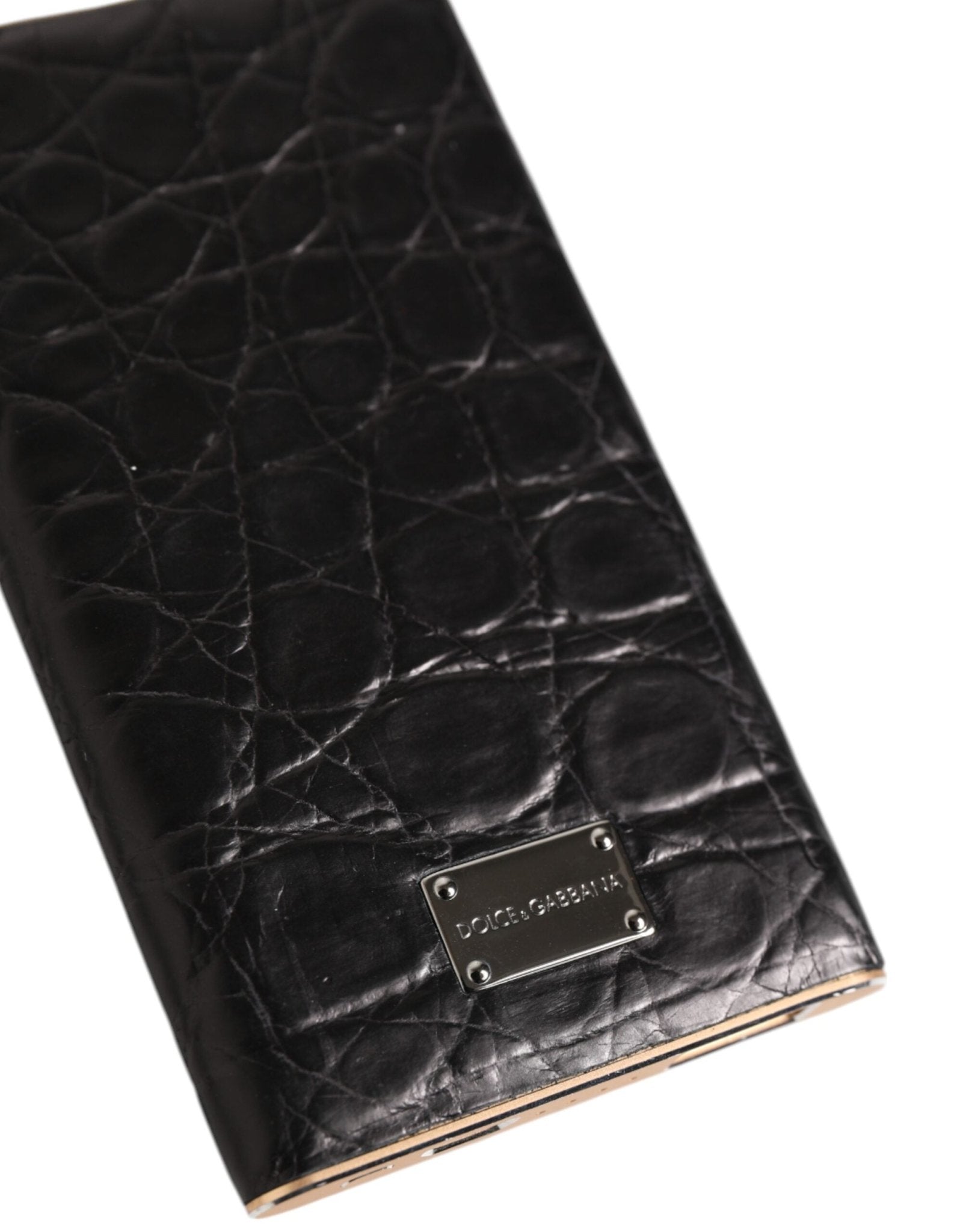 Dolce & Gabbana Black Leather Exotic Skin 3000mAh Power Bank Charger USB - RIMODA