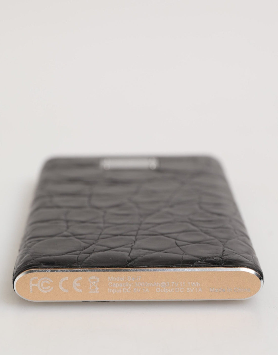 Dolce & Gabbana Black Leather Exotic Skin 3000mAh Power Bank Charger USB - RIMODA