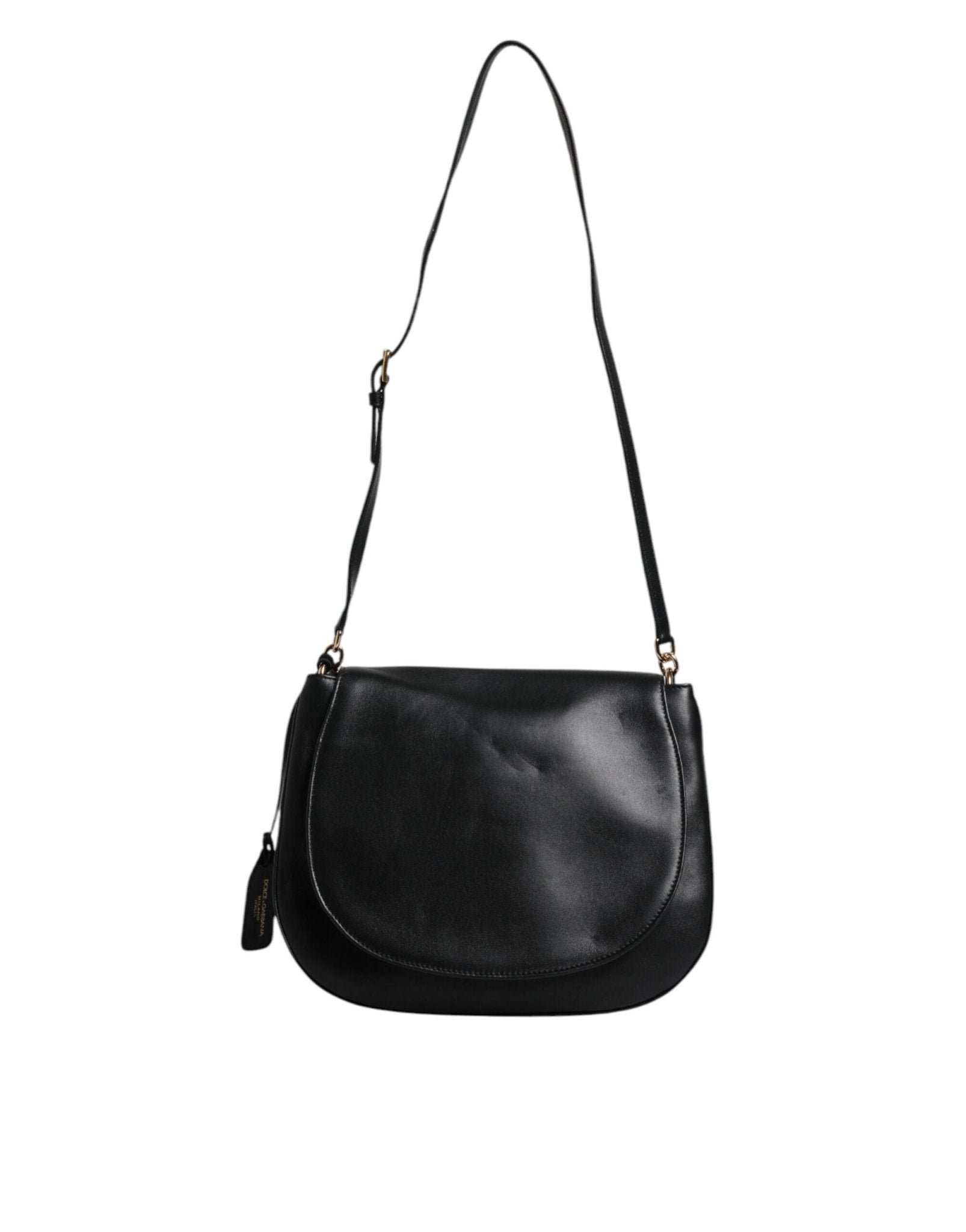 Dolce & Gabbana Black Leather Flap Saddle Shoulder Bag - RIMODA