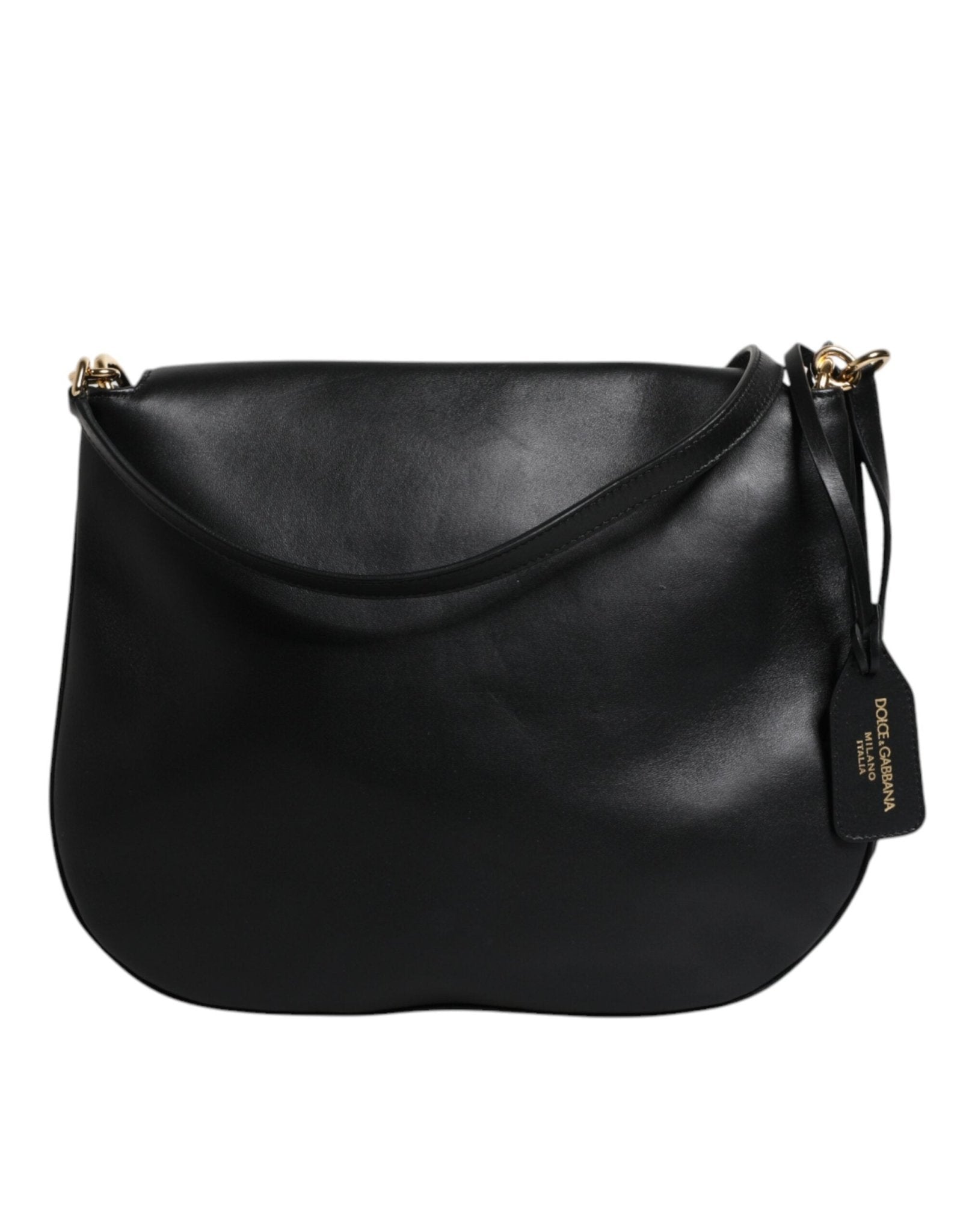 Dolce & Gabbana Black Leather Flap Saddle Shoulder Bag - RIMODA