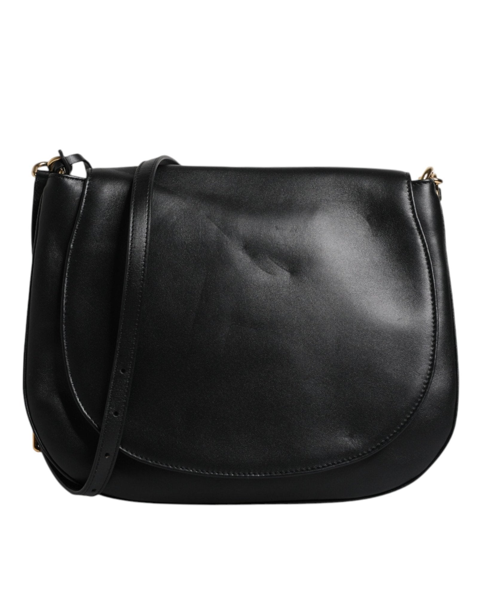 Dolce & Gabbana Black Leather Flap Saddle Shoulder Bag - RIMODA