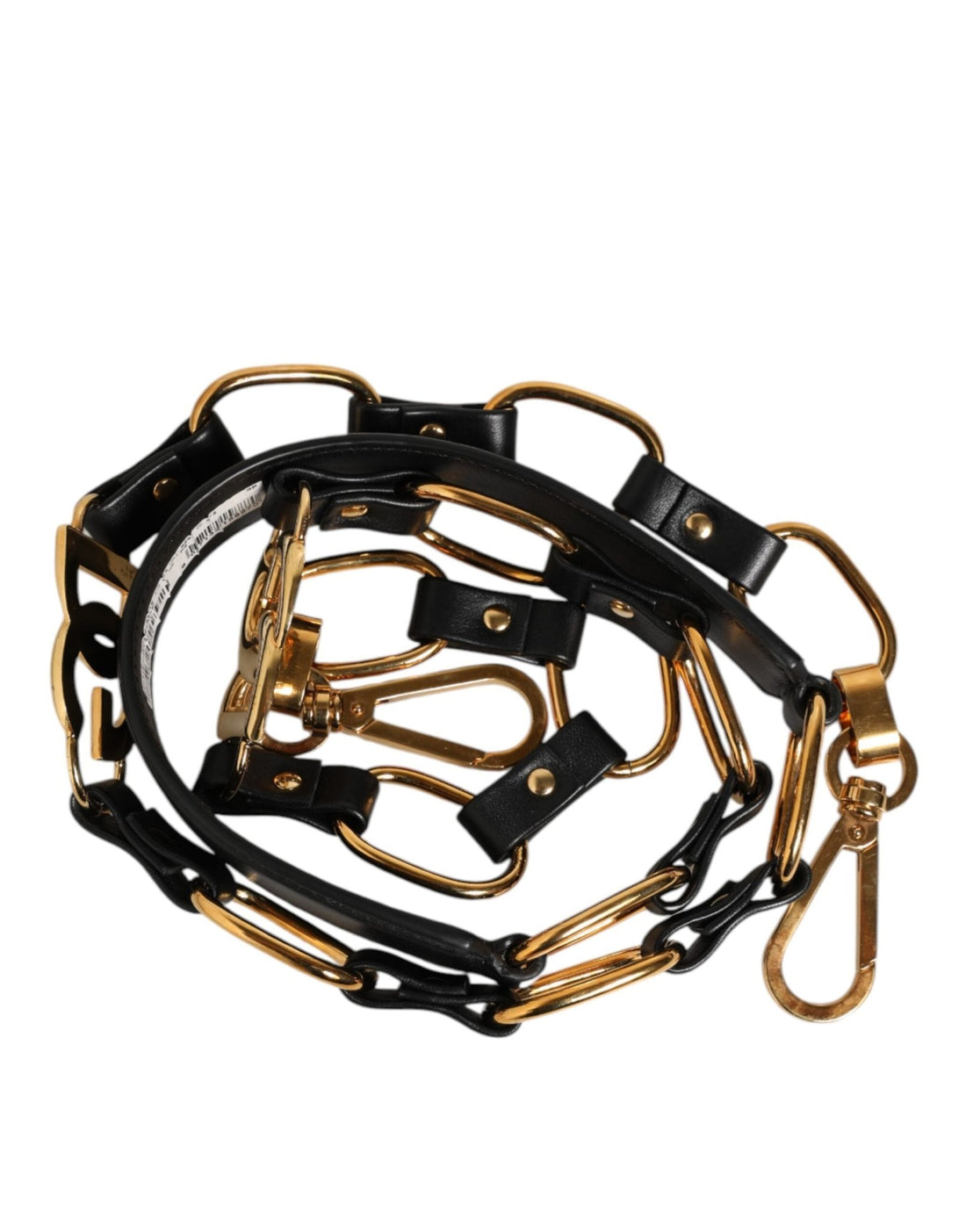 Dolce & Gabbana Black Leather Gold Chain Bag Accessory Shoulder Strap - RIMODA