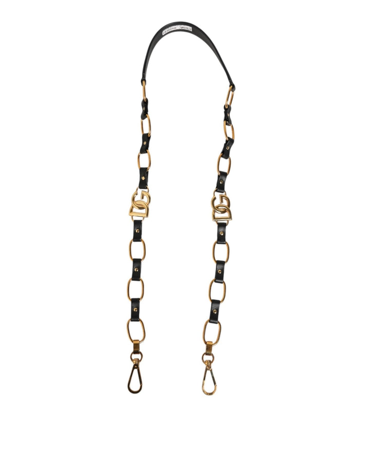 Dolce & Gabbana Black Leather Gold Chain Bag Accessory Shoulder Strap - RIMODA