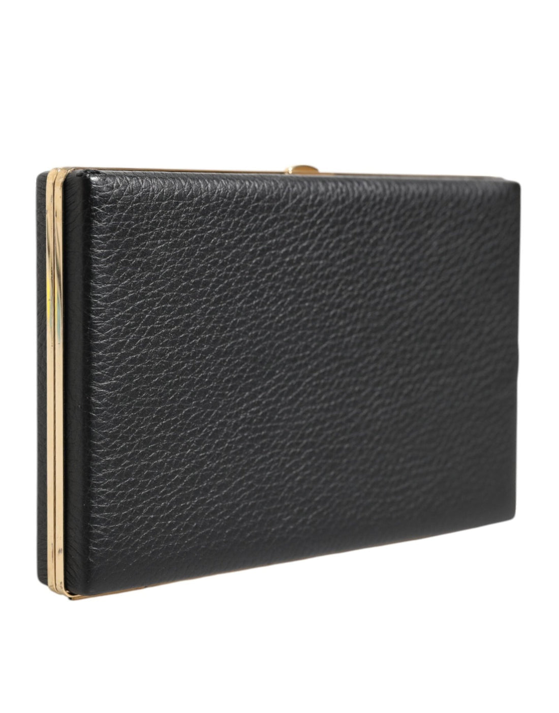Dolce & Gabbana Black Leather Gold Frame Clutch Evening Party Purse Bag - RIMODA