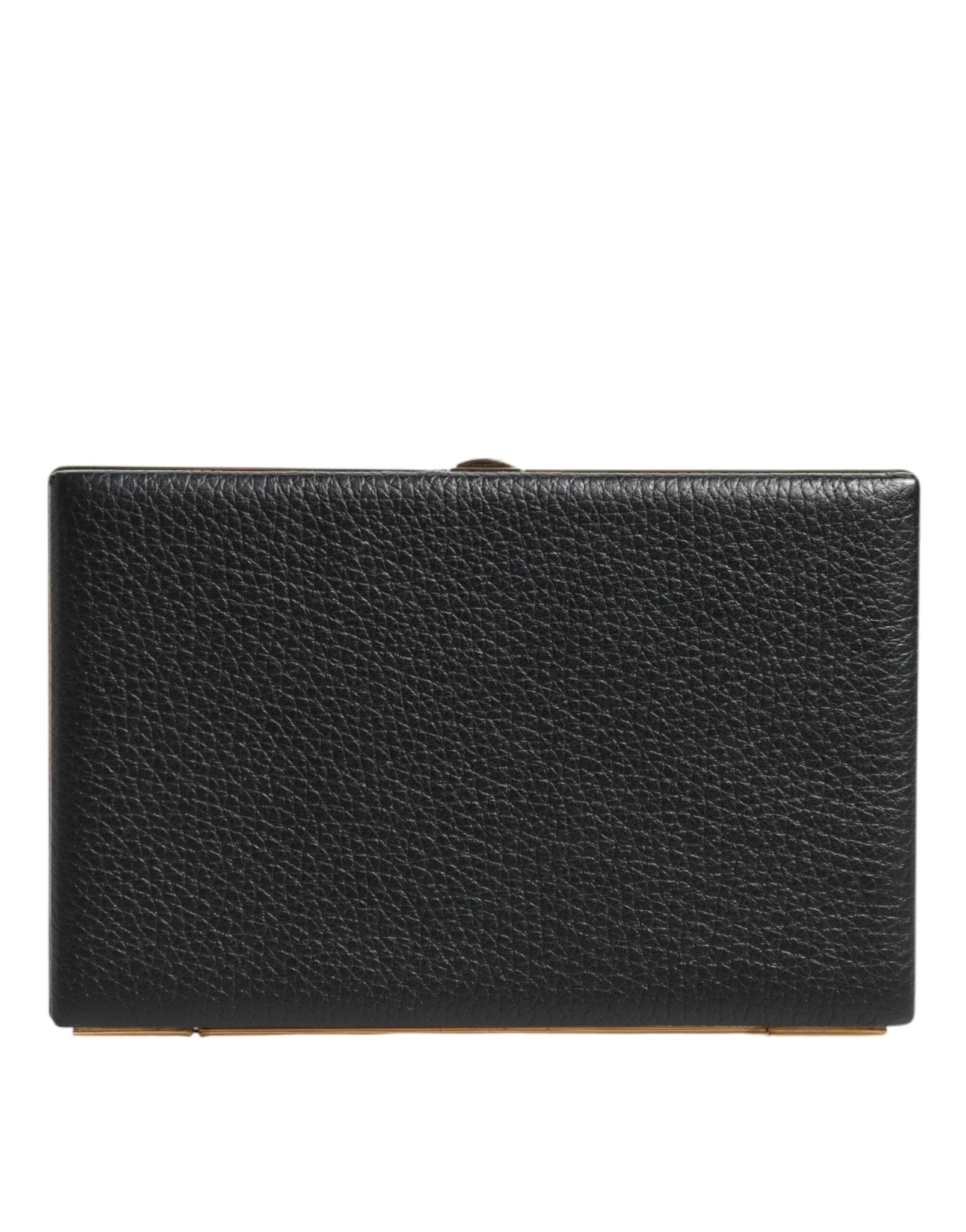 Dolce & Gabbana Black Leather Gold Frame Clutch Evening Party Purse Bag - RIMODA