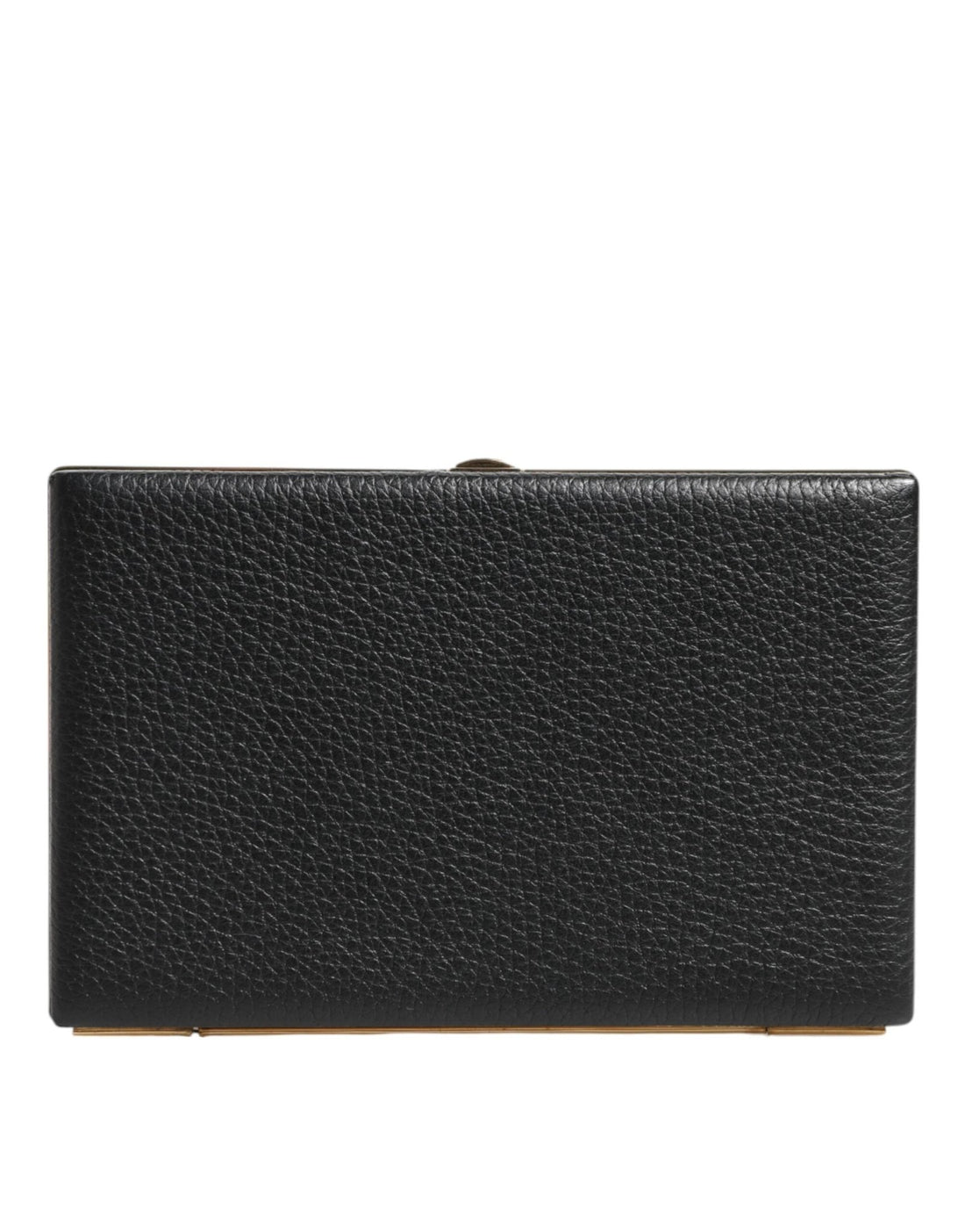 Dolce & Gabbana Black Leather Gold Frame Clutch Evening Party Purse Bag - RIMODA