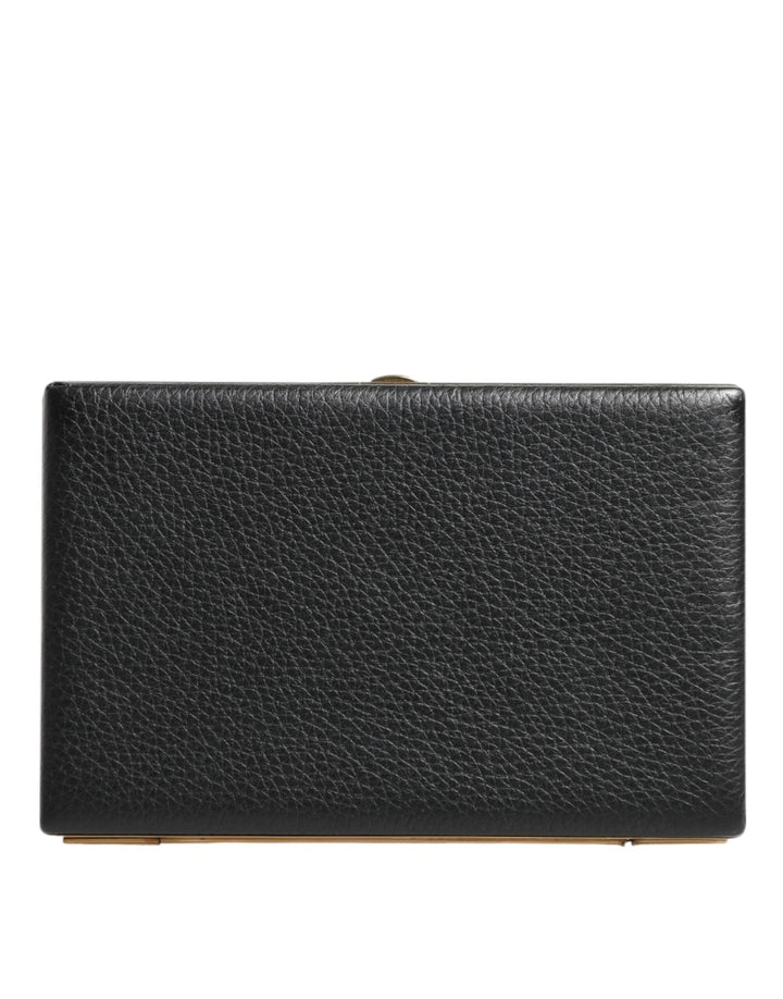 Dolce & Gabbana Black Leather Gold Frame Clutch Evening Party Purse Bag - RIMODA