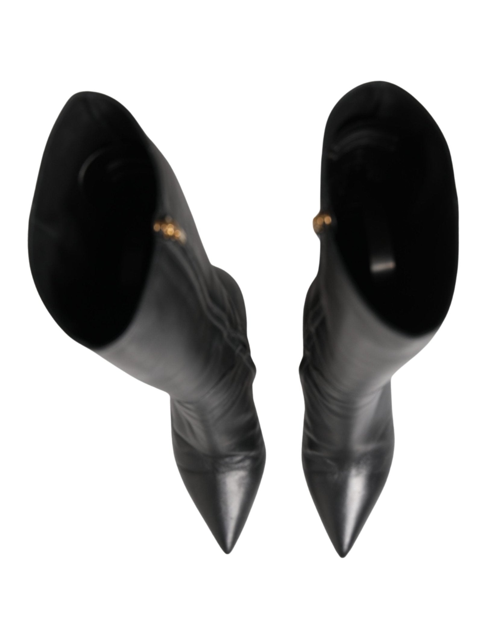 Dolce & Gabbana Black Leather Heels Knee High Boots Shoes - RIMODA
