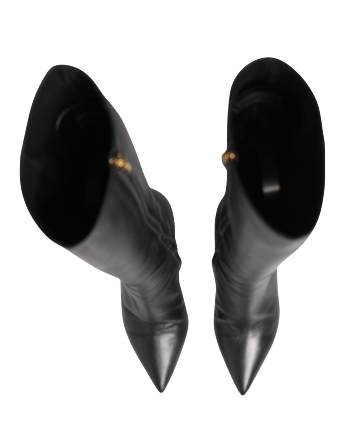 Dolce & Gabbana Black Leather Heels Knee High Boots Shoes - RIMODA