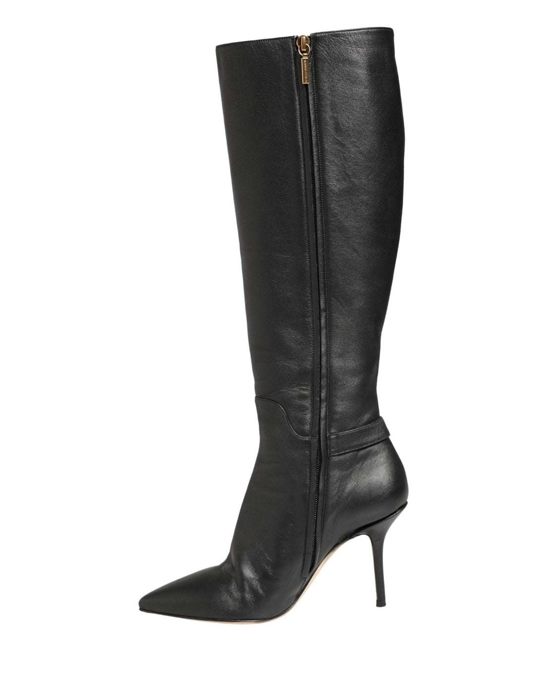 Dolce & Gabbana Black Leather Heels Knee High Boots Shoes - RIMODA