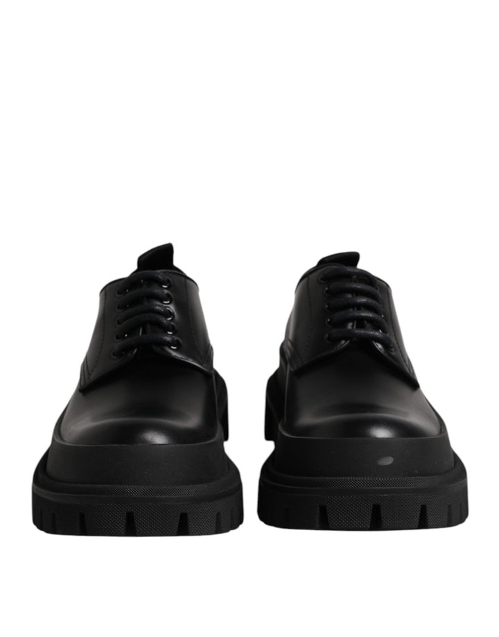 Dolce & Gabbana Black Leather Hi-Trekking Derby Shoes - RIMODA