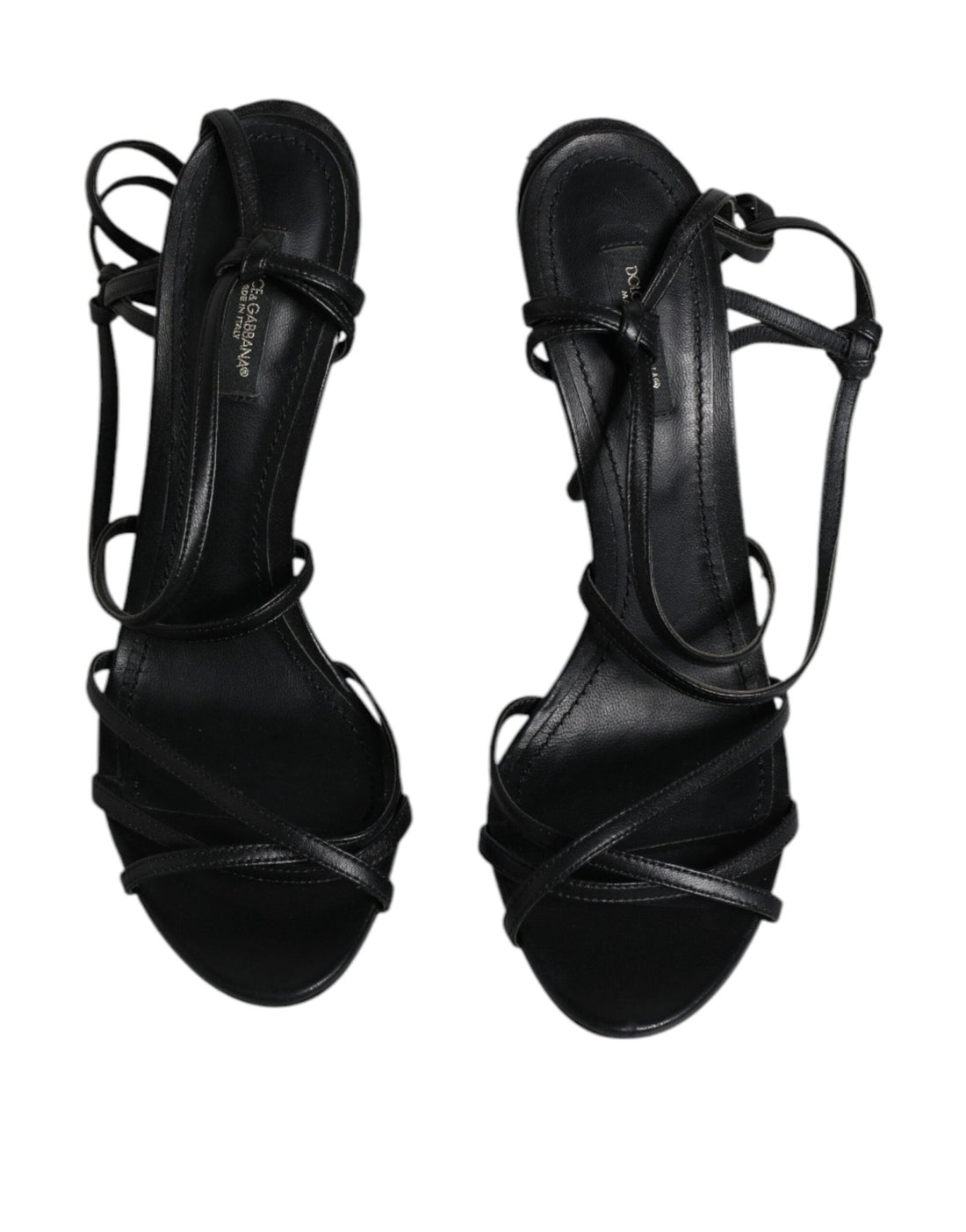 Dolce & Gabbana Black Leather High Heels Keira Sandals Shoes - RIMODA