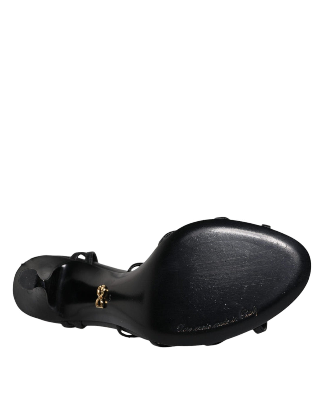 Dolce & Gabbana Black Leather High Heels Keira Sandals Shoes - RIMODA