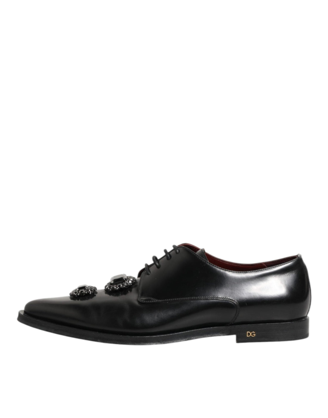 Dolce & Gabbana Black Leather Jeweled Crystals Derby Shoes - RIMODA
