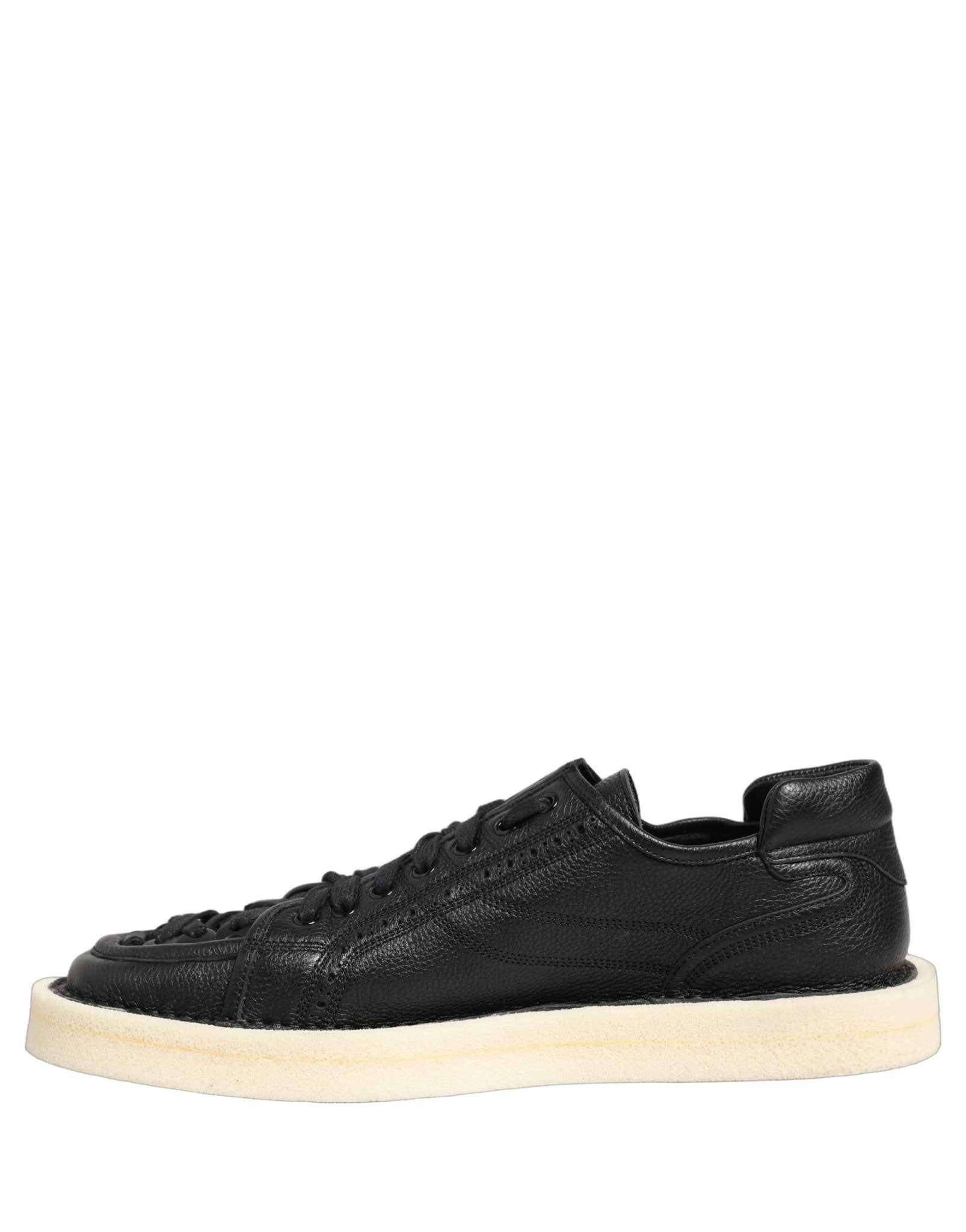 Dolce & Gabbana Black Leather Lace Up Low Top Sneakers Shoes - RIMODA