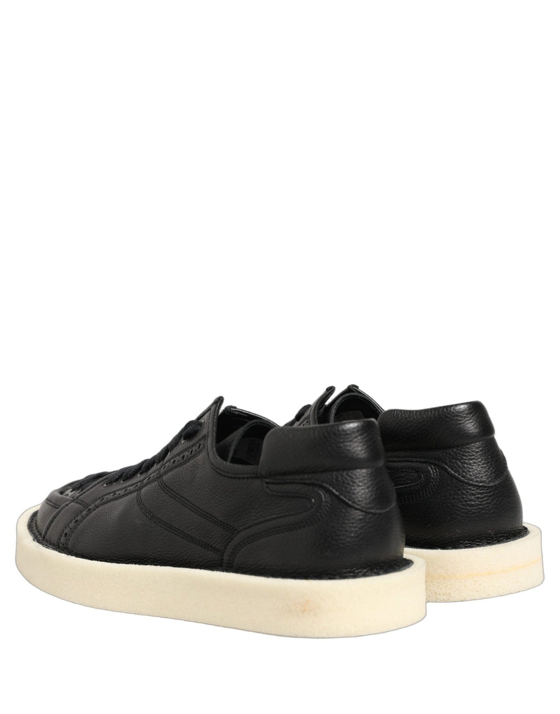 Dolce & Gabbana Black Leather Lace Up Low Top Sneakers Shoes - RIMODA