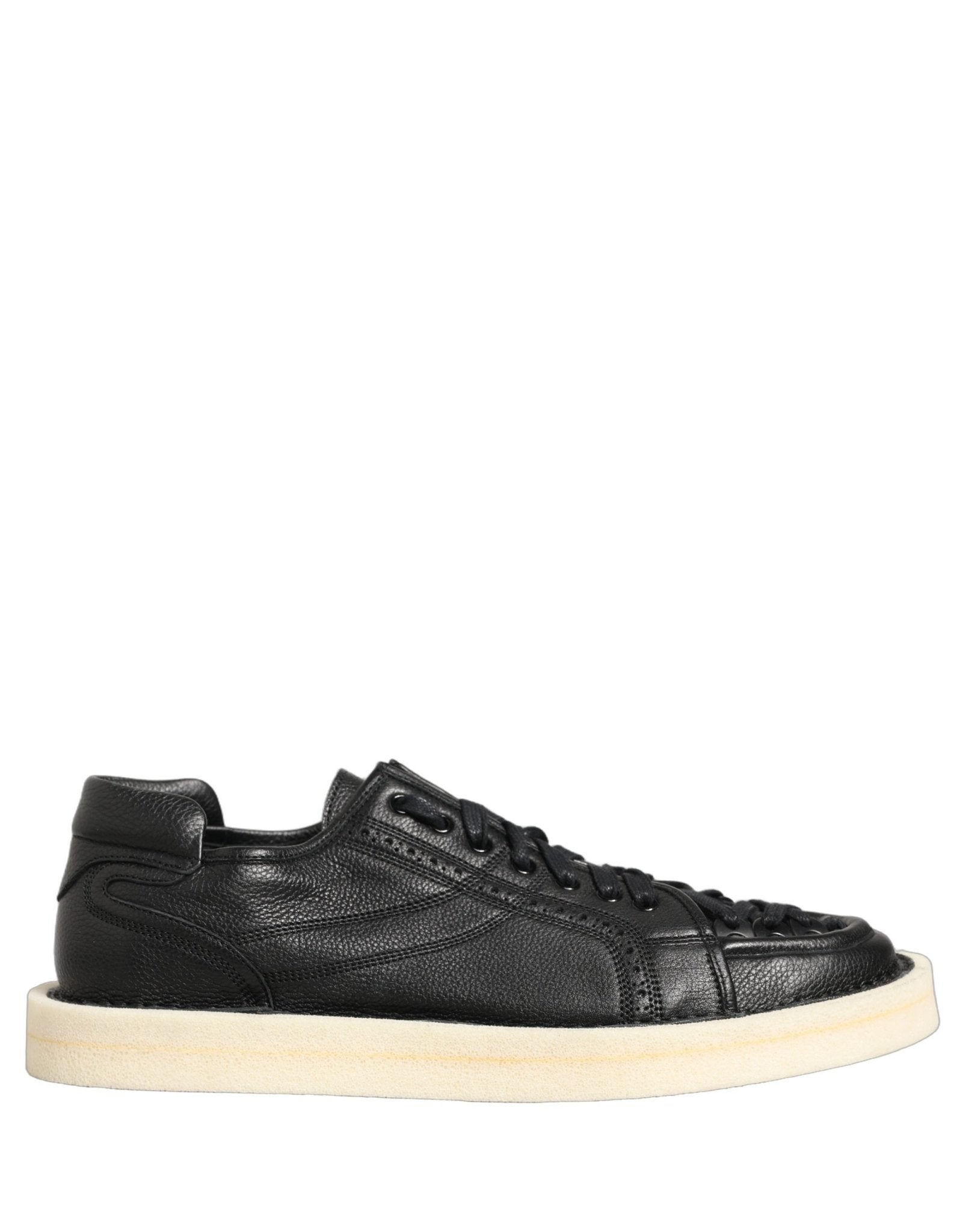 Dolce & Gabbana Black Leather Lace Up Low Top Sneakers Shoes - RIMODA