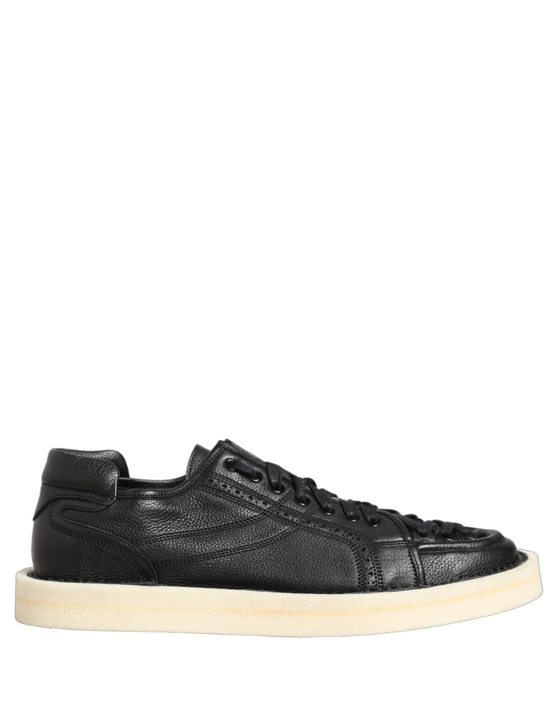 Dolce & Gabbana Black Leather Lace Up Low Top Sneakers Shoes - RIMODA