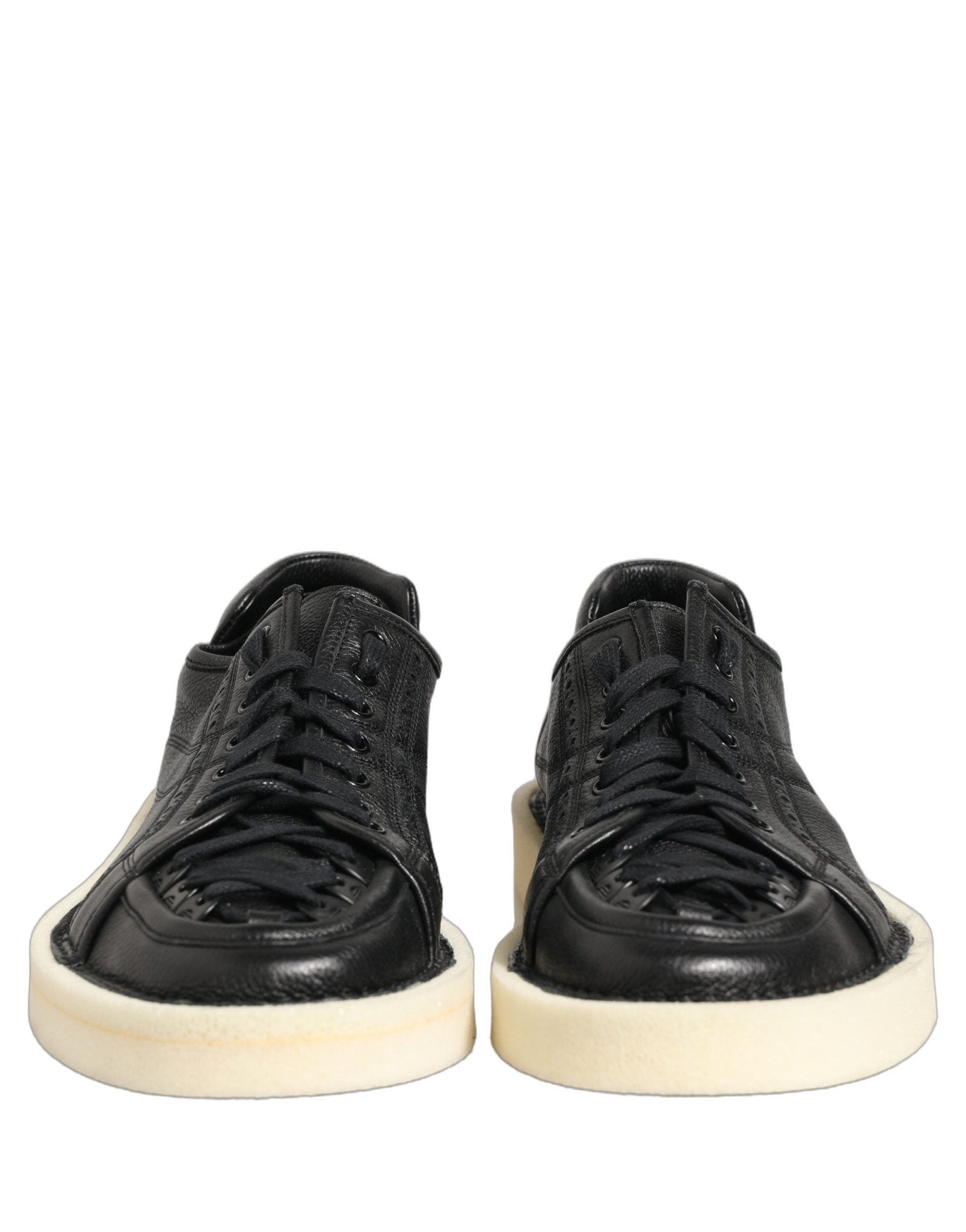 Dolce & Gabbana Black Leather Lace Up Low Top Sneakers Shoes - RIMODA