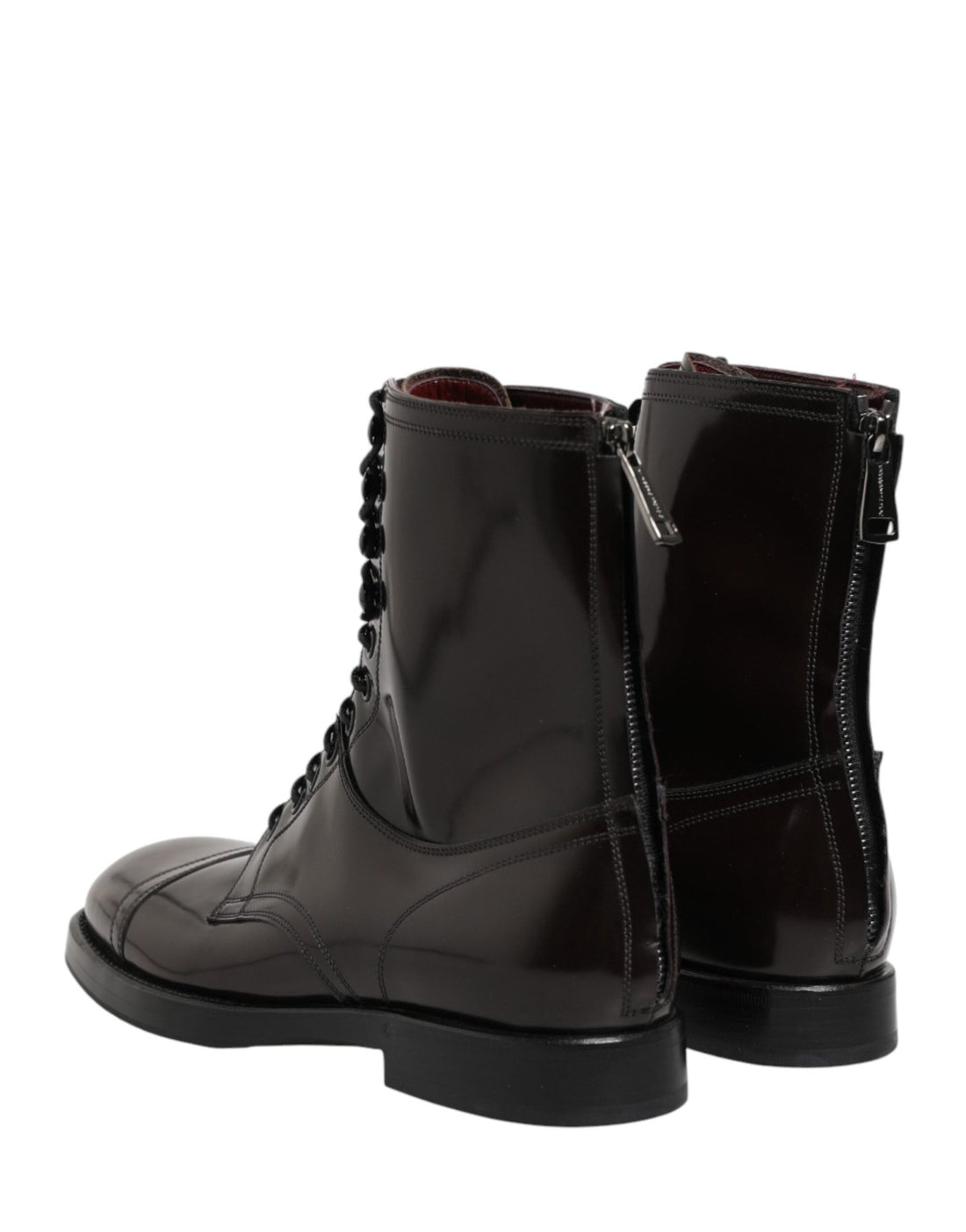 Dolce & Gabbana Black Leather Lace Up Mid Calf Boots Shoes - RIMODA
