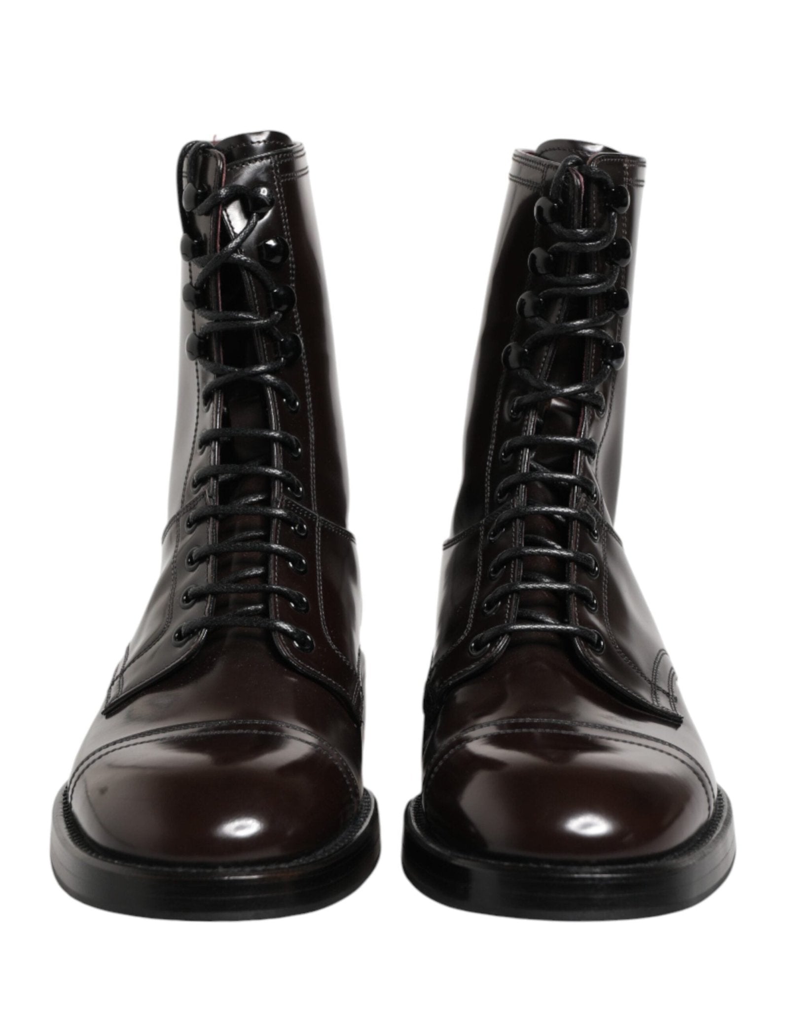 Dolce & Gabbana Black Leather Lace Up Mid Calf Boots Shoes - RIMODA