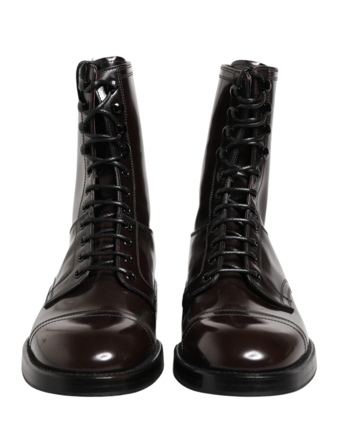 Dolce & Gabbana Black Leather Lace Up Mid Calf Boots Shoes - RIMODA
