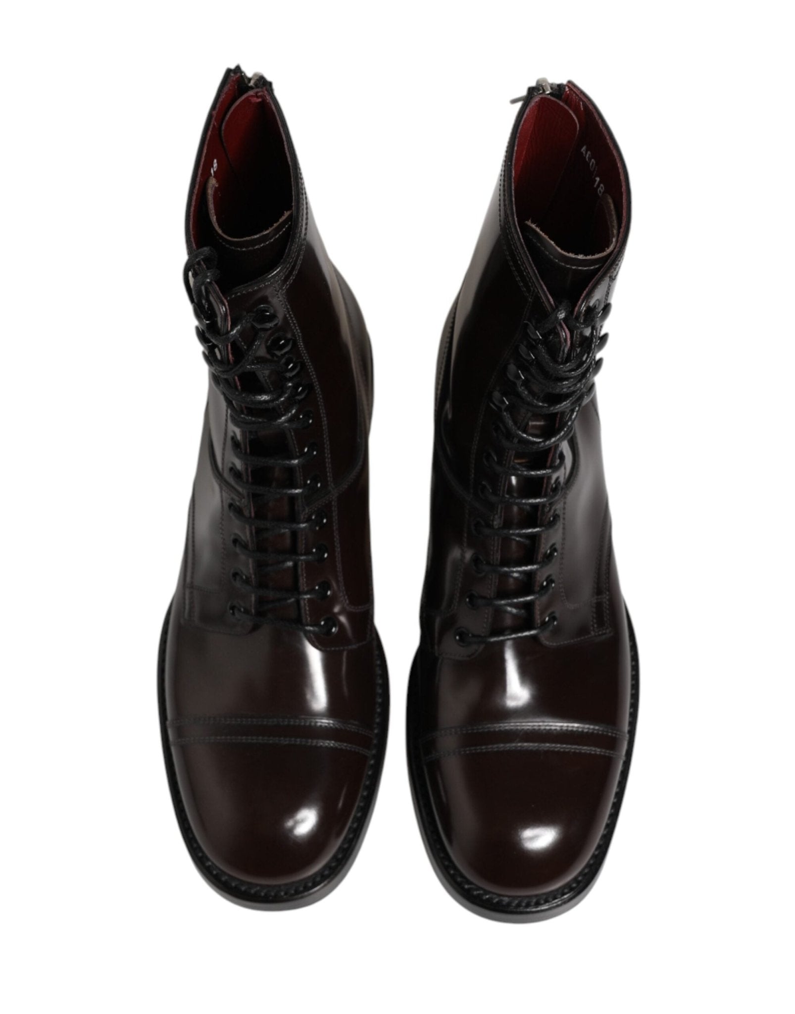 Dolce & Gabbana Black Leather Lace Up Mid Calf Boots Shoes - RIMODA