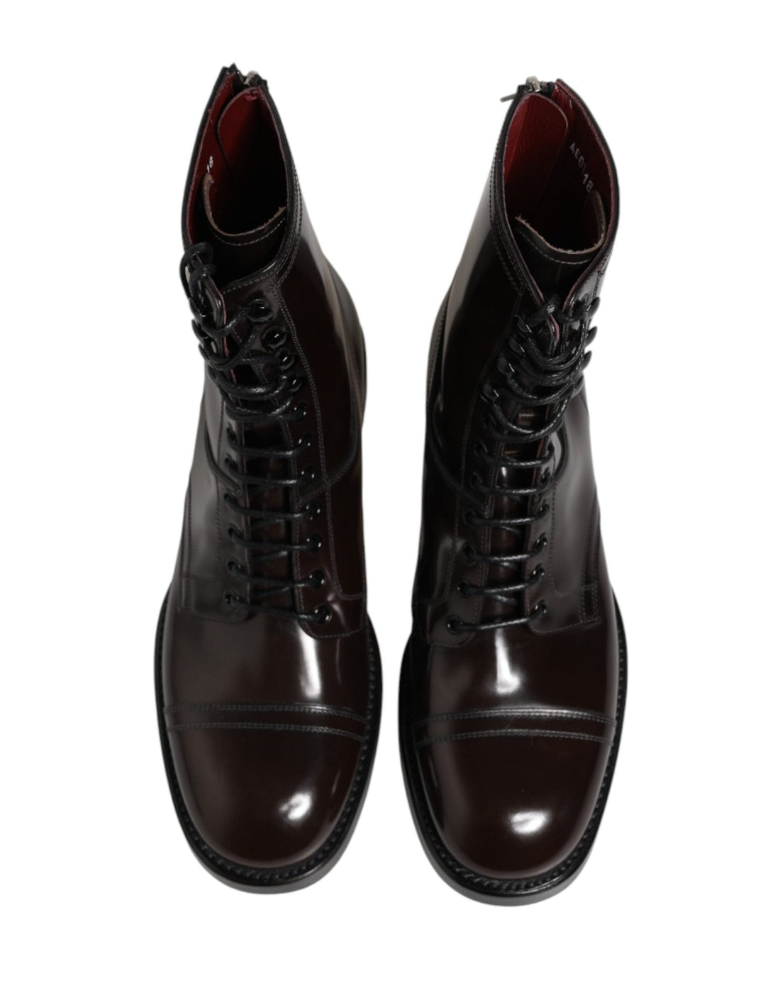 Dolce & Gabbana Black Leather Lace Up Mid Calf Boots Shoes - RIMODA