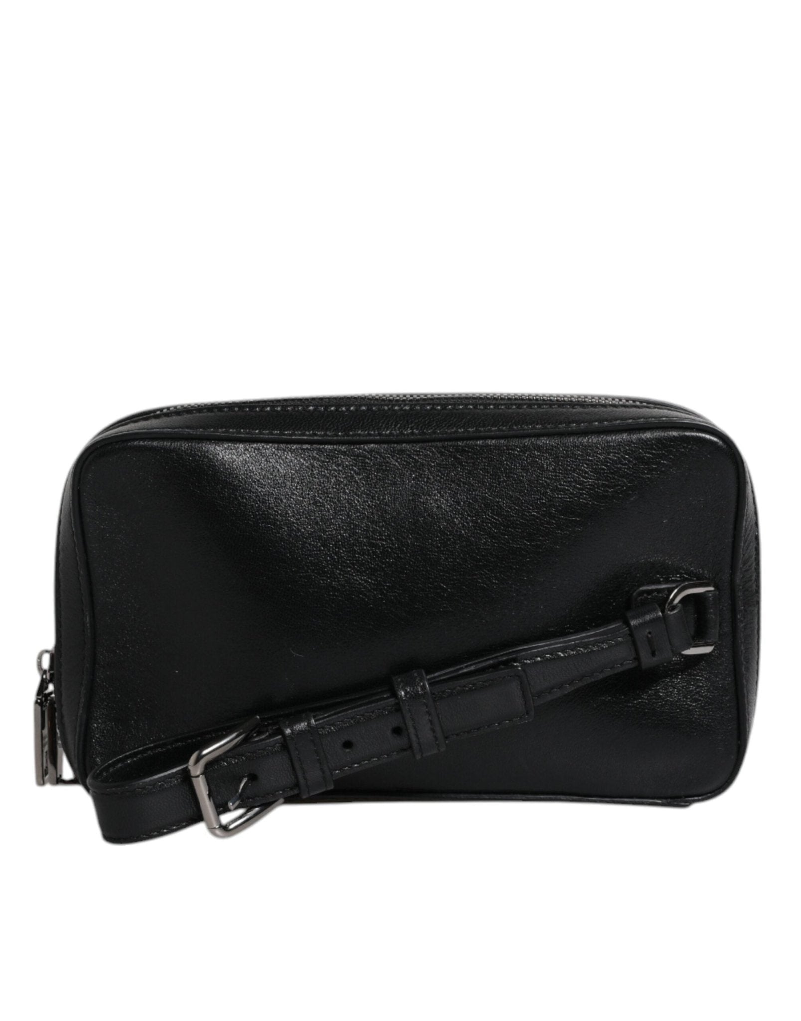 Dolce & Gabbana Black Leather LED Logo Wrist Strap Clutch Bag - RIMODA