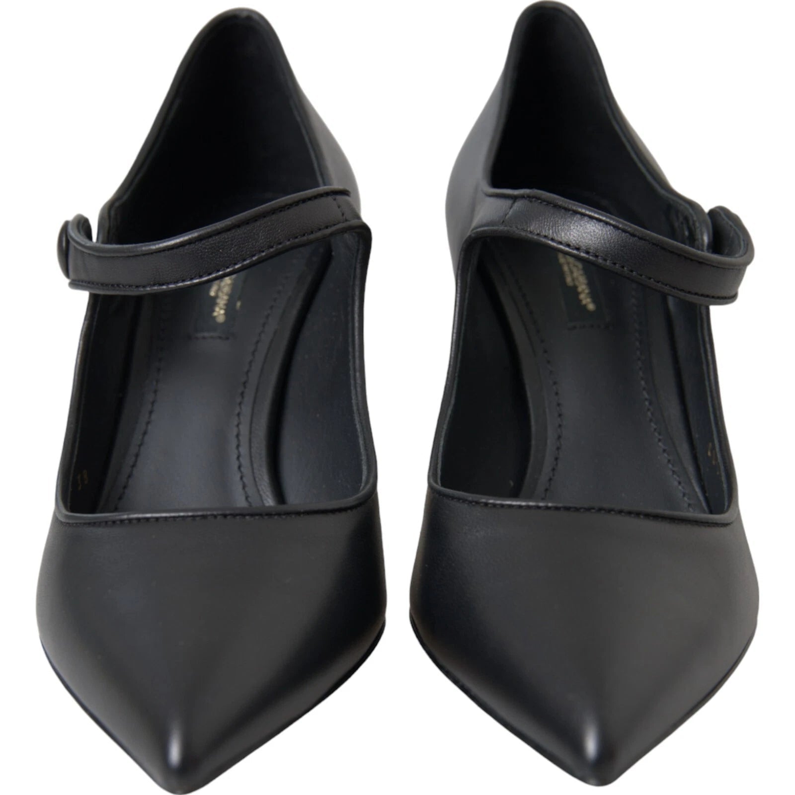 Dolce & Gabbana Black Leather Logo Heels Mary Janes Pumps Shoes - RIMODA