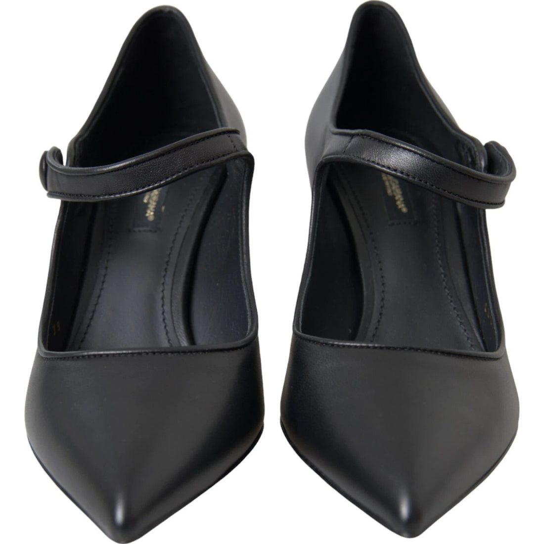 Dolce & Gabbana Black Leather Logo Heels Mary Janes Pumps Shoes - RIMODA