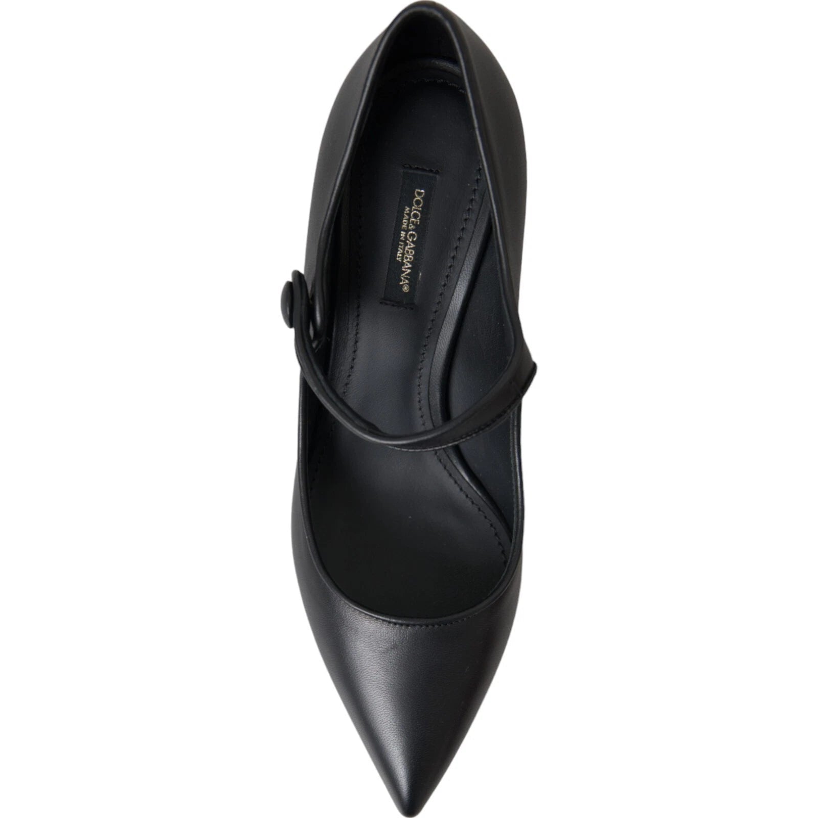 Dolce & Gabbana Black Leather Logo Heels Mary Janes Pumps Shoes - RIMODA