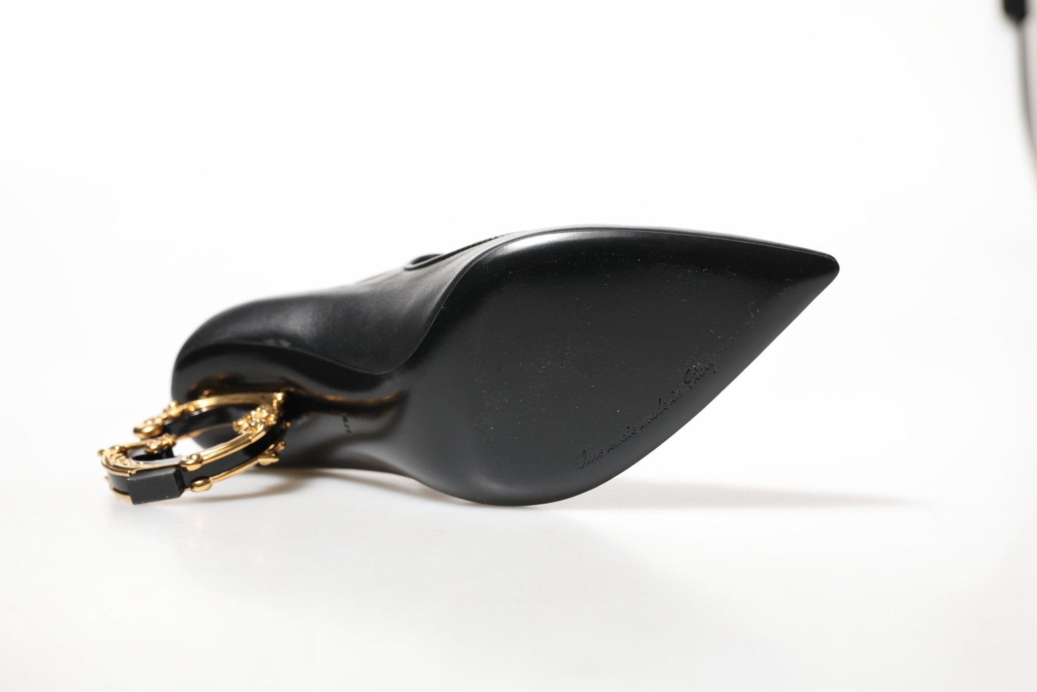Dolce & Gabbana Black Leather Logo Heels Mary Janes Pumps Shoes - RIMODA