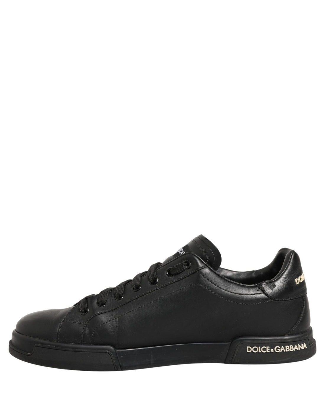 Dolce & Gabbana Black Leather Logo Low Top Men Sneakers Shoes - RIMODA