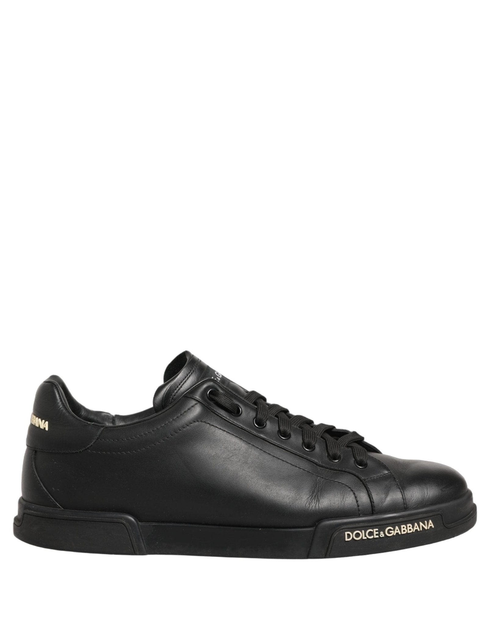 Dolce & Gabbana Black Leather Logo Low Top Men Sneakers Shoes - RIMODA