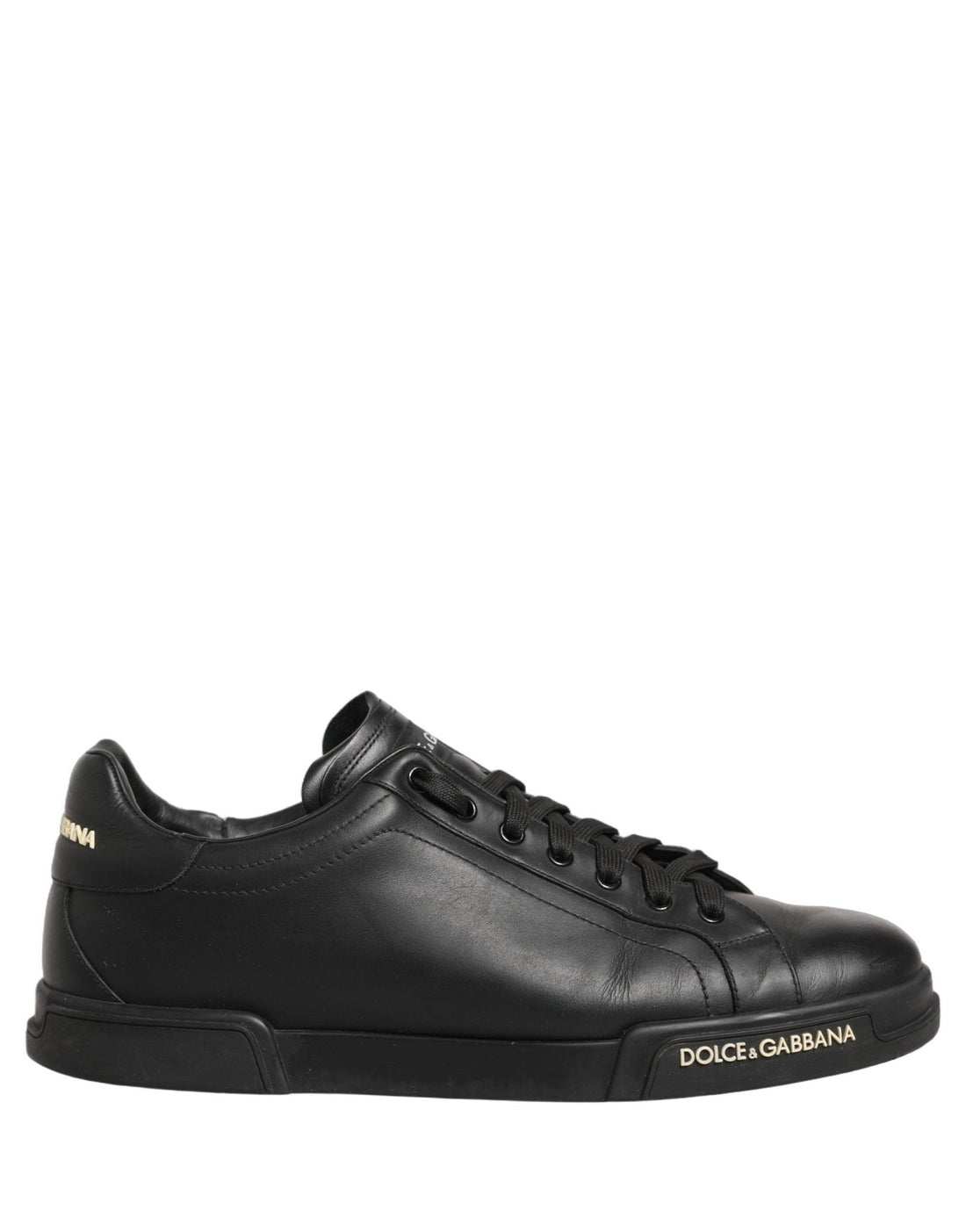 Dolce & Gabbana Black Leather Logo Low Top Men Sneakers Shoes - RIMODA