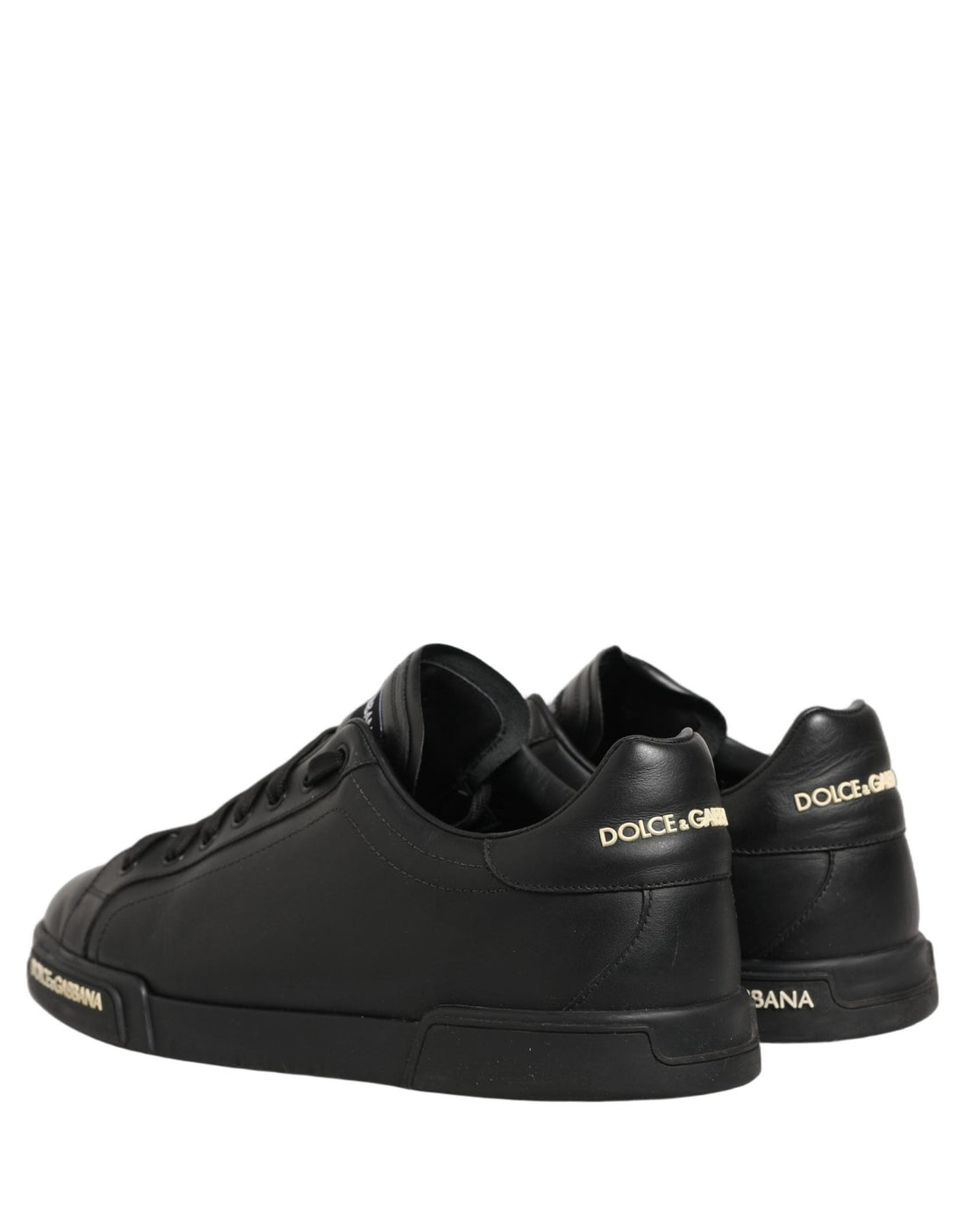 Dolce & Gabbana Black Leather Logo Low Top Men Sneakers Shoes - RIMODA