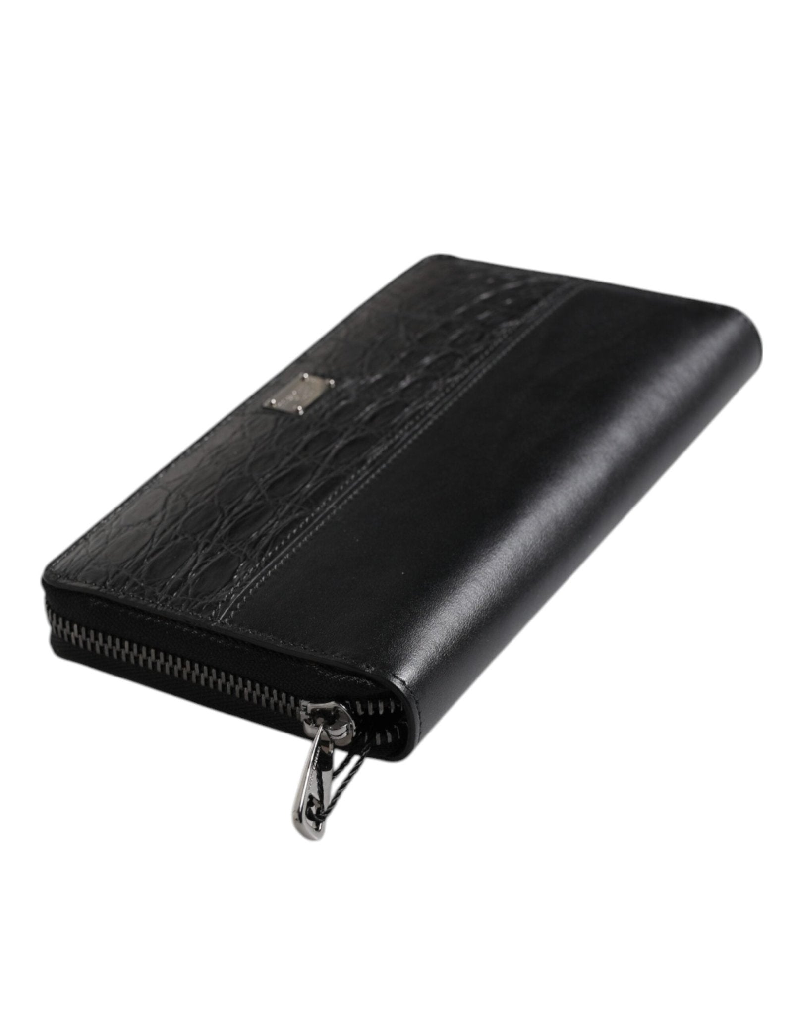 Dolce & Gabbana Black Leather Logo Plaque Zip Around Continental Wallet - RIMODA