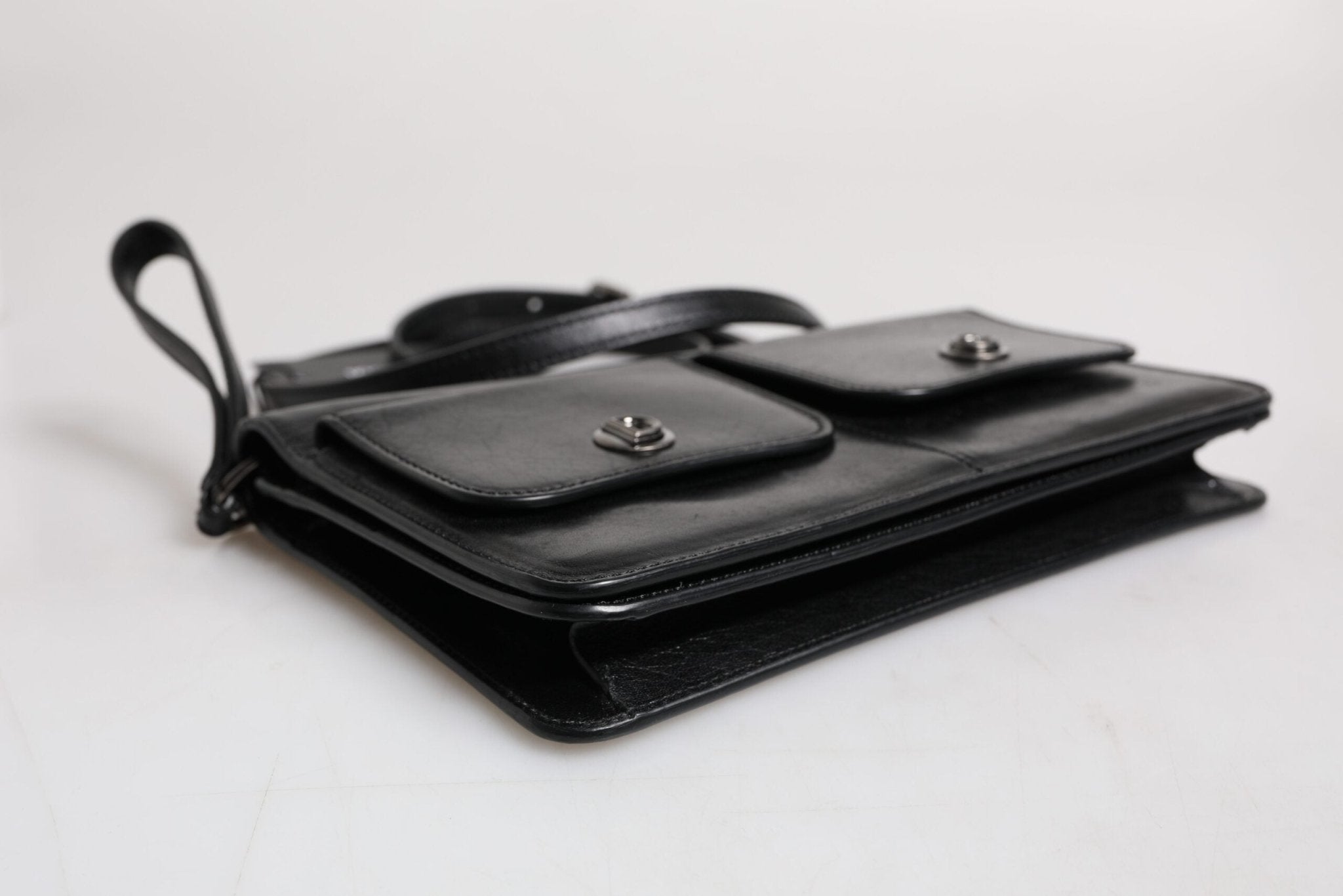 Dolce & Gabbana Black Leather Logo Purse Shoulder Crossbody Bag - RIMODA
